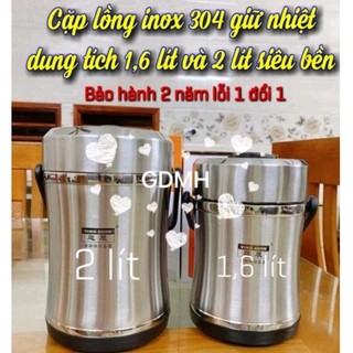 [Chất lượng cao] Cặp lồng giữ nhiệt inox 304 dung tích 1,6 lít và 2 lít Xanbo giá sỉ