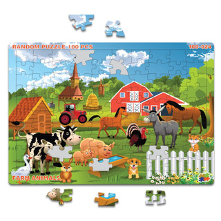 Bộ xếp hình 100 mảnh cao cấp random - farm animals