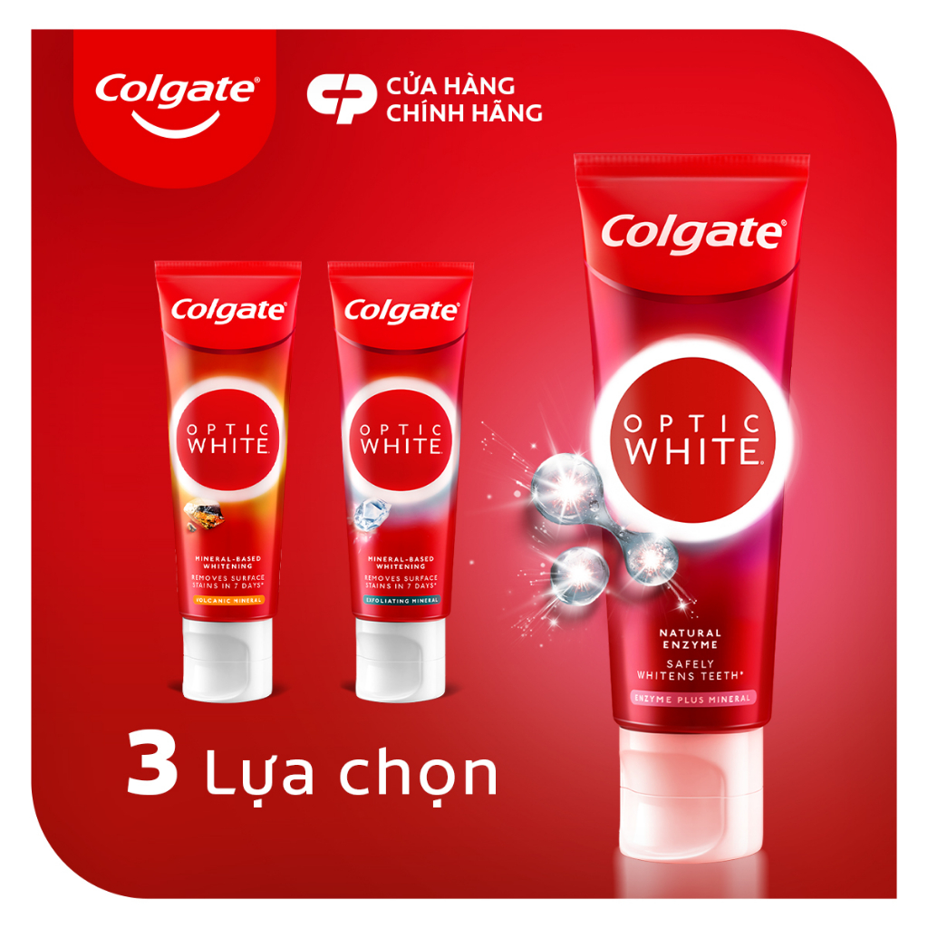 Bộ 5 Kem Đánh Răng Colgate trắng răng Optic White hương đào từ enzyme tự nhiên 80g