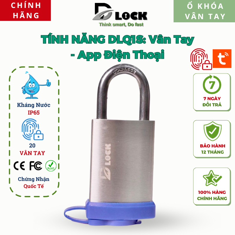 Ổ Khóa Vân Tay Điện Tử Thông Minh DLOCK DLQ1S Với 2 Chức Năng Chống Cắt Kháng Nước Cao Cho Cửa Cổng Cao Cấp