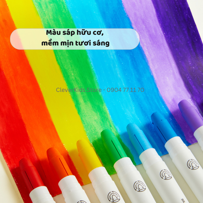 Sáp Màu Hữu Cơ Mideer Silky Crayon Quai Xách, Màu Sáp An Toàn Dễ Lau Chùi Cho Bé Từ 1 Tuổi - CleverKids