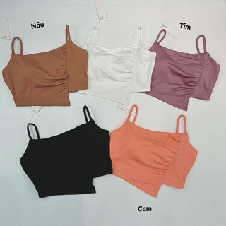 Áo croptop thể thao 2 dây nhún vạt xéo tôn dáng