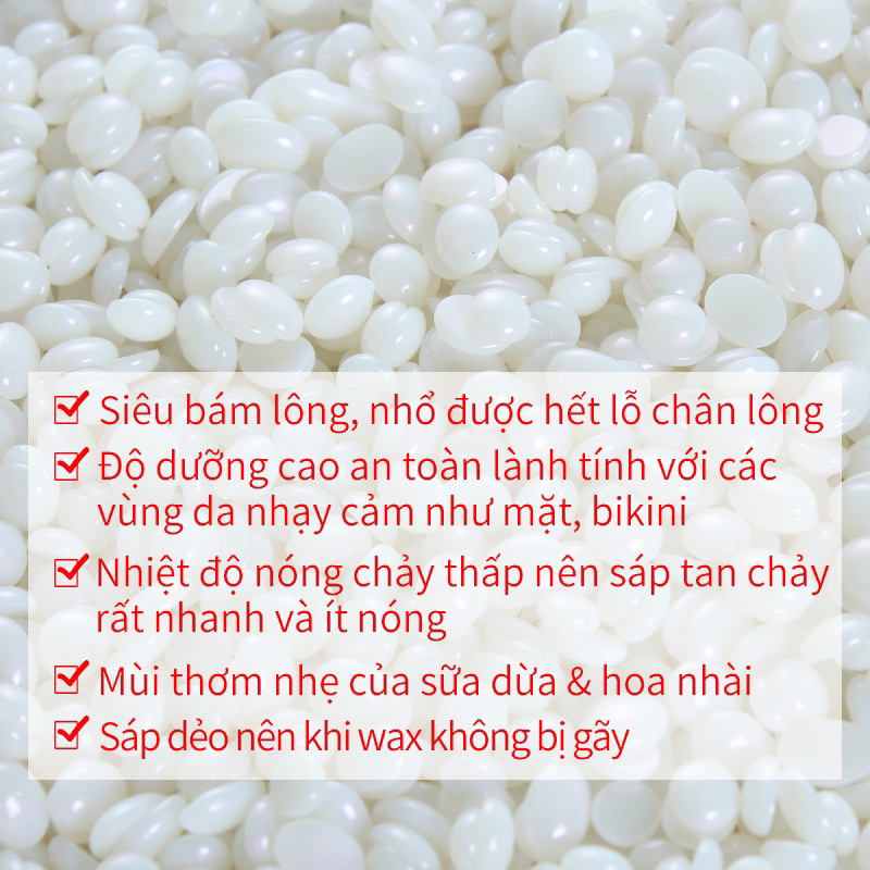 Hũ 500g sáp Wax Lông Nóng Sữa Dừa Cao Cấp Lyihome Siêu Bám Lông Chuyên Dùng Cho Da Nhạy Cảm Tặng Que Phết Sáp