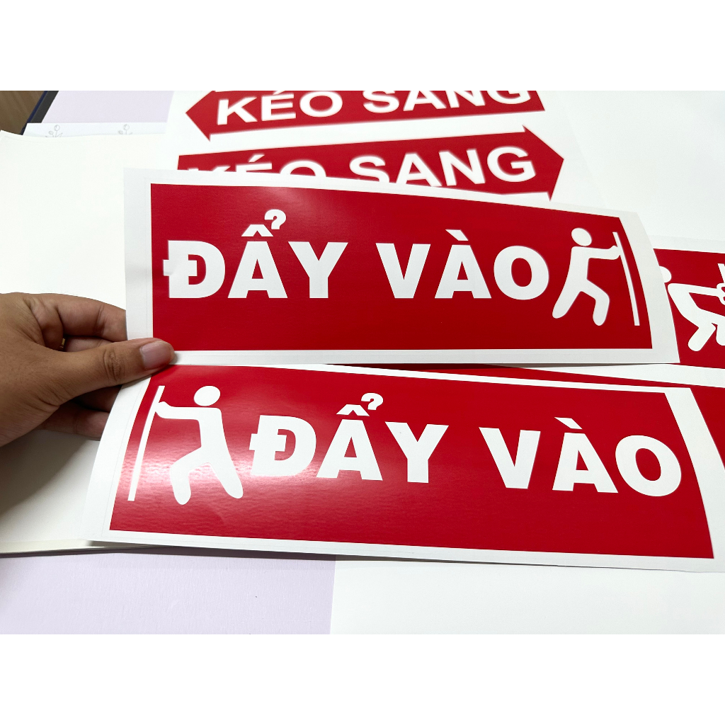 Tem dán hướng dẫn mở cửa kình kích thước 30x10cm