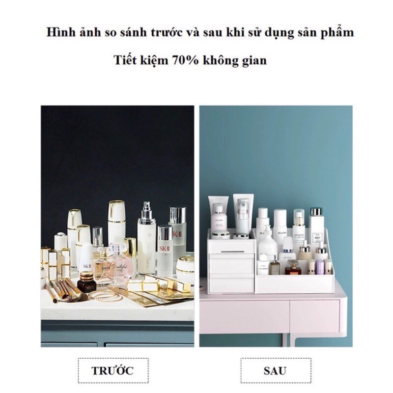 Kệ mỹ phẩm 3 tầng, 2 ngăn để bàn gọn gàng