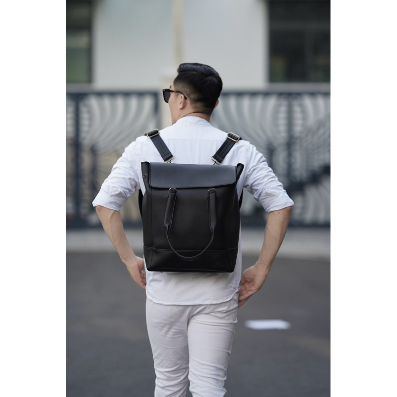 Túi da KHÔISTORE | Max_Túi tote balo đeo chéo đa năng_Túi thiết kế_Hàng thủ công_Túi du lịch_Công sở_Màu đen