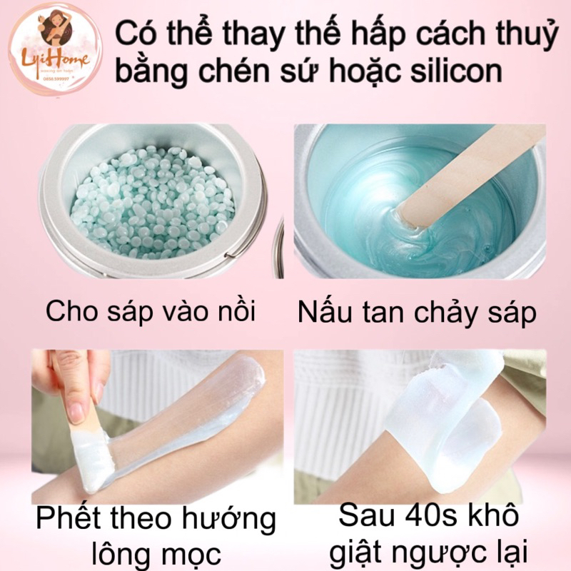 Hũ 500g sáp Wax Lông Nóng Sữa Dừa Cao Cấp Lyihome Siêu Bám Lông Chuyên Dùng Cho Da Nhạy Cảm Tặng Que Phết Sáp
