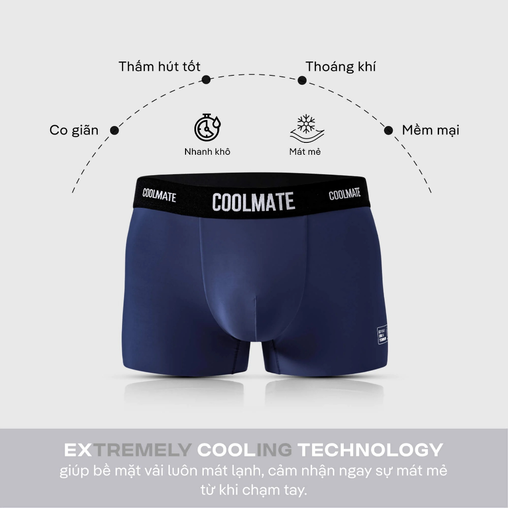 Combo 2 quần lót Trunk Excool Clean Cut co giãn siêu thấm hút - Thương hiệu Coolmate