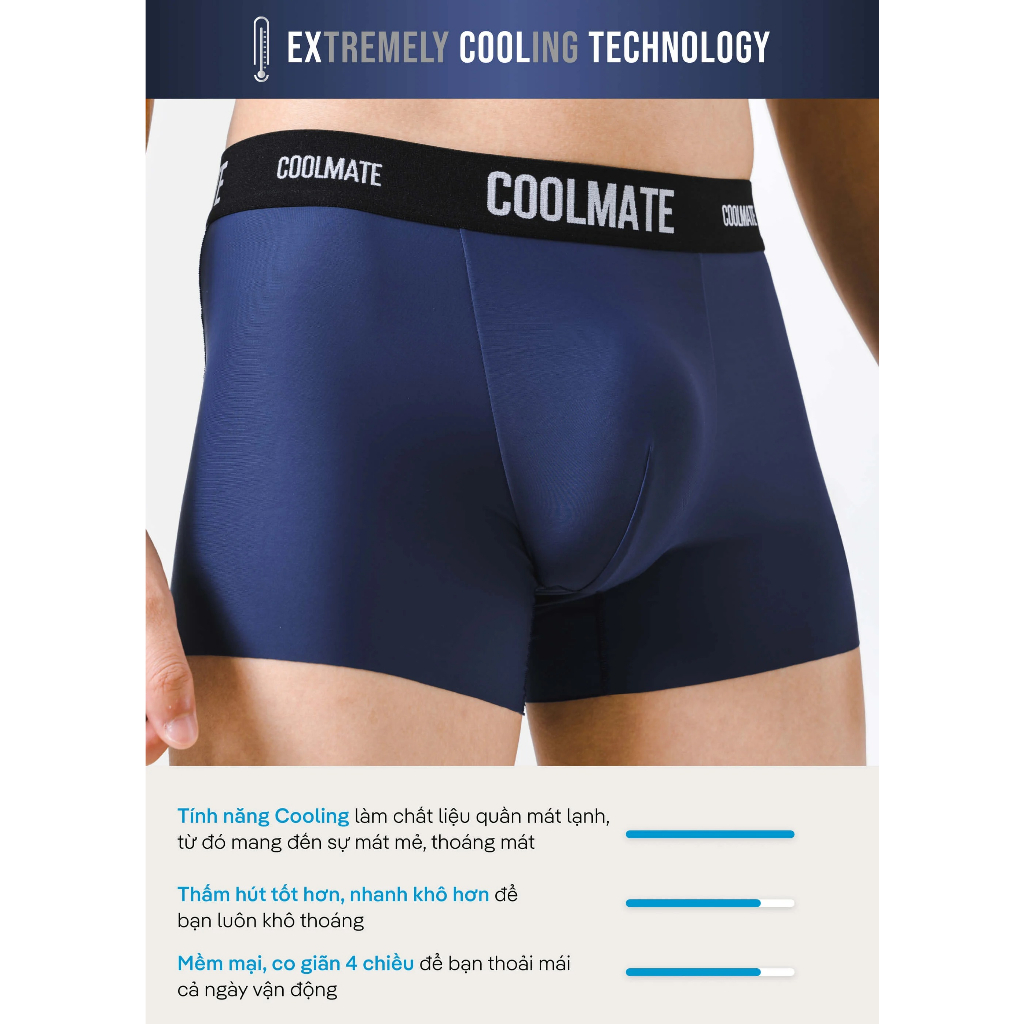 Combo 2 quần lót Trunk Excool Clean Cut co giãn siêu thấm hút - Thương hiệu Coolmate