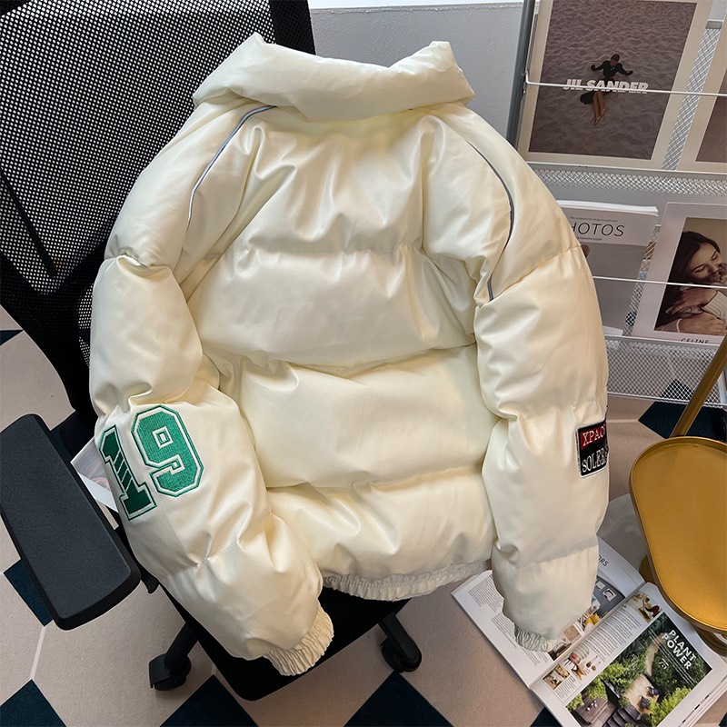 Áo khoác phao nam béo màu đen và kem phong cách trẻ trung