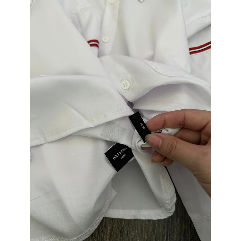 Áo sơmi trắng minipc bé trai bé gái