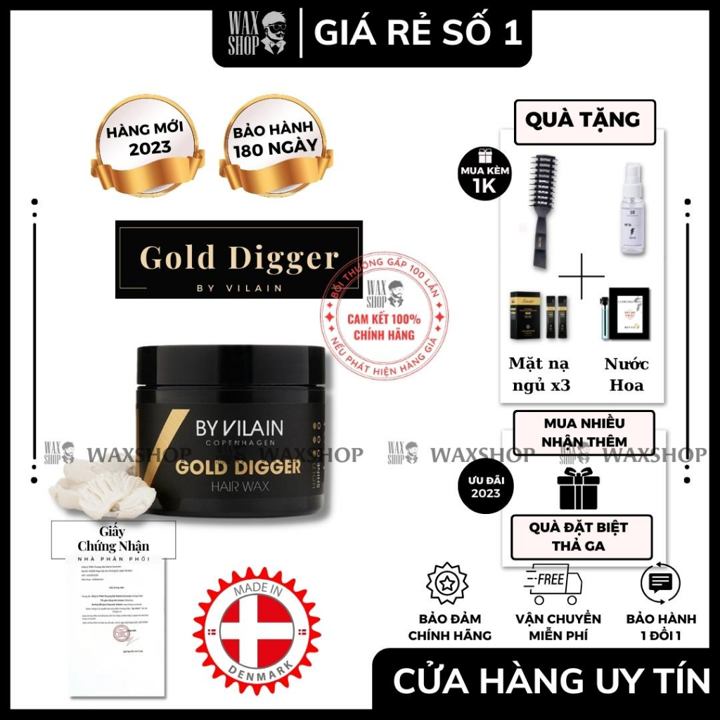 Sáp Vuốt Tóc Nam Cao Cấp Gold Digger - By Vilain - Hàng Chính Hãng - Bảo Hành 180 Ngày - Kèm Quà - Waxshop