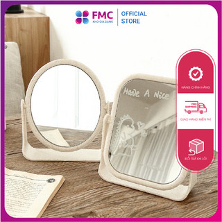 Gương để bàn lúa mạch Gương lúa mạch trang điểm cao cấp xoay 360 độ