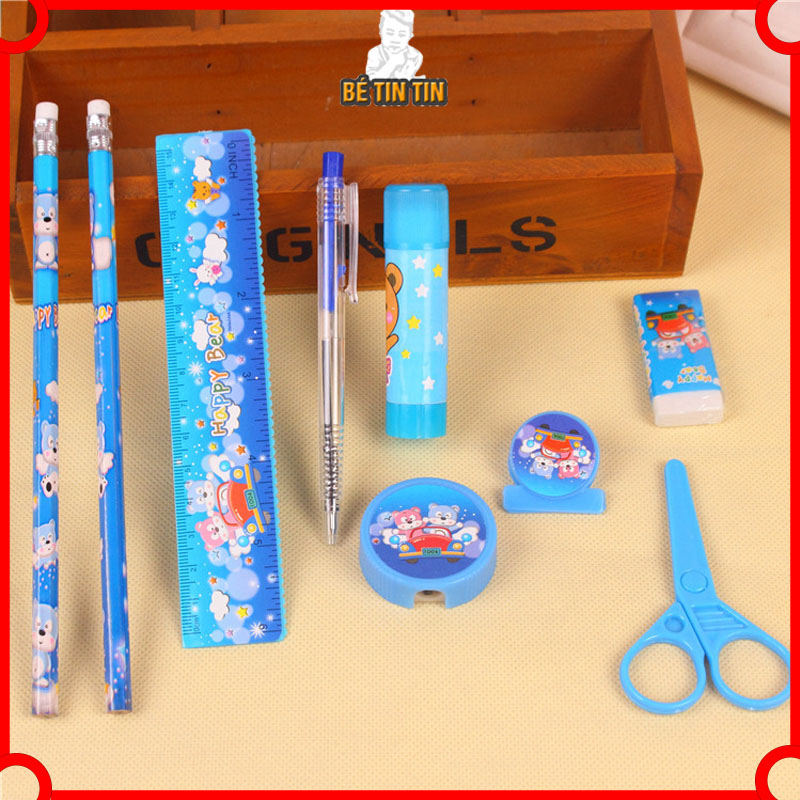 Dụng cụ học tập 5 / 9 món quà tặng cho bé (bút, kéo, tẩy, gọt bút) - ĐỒ CHƠI