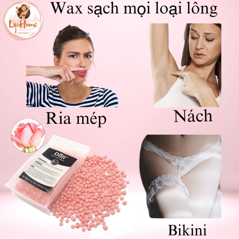 Túi 200g sáp wax nóng hard beans tặng que wax tiệt trùng Lyihome siêu bám lông dùng cho cả da nhạy cảm