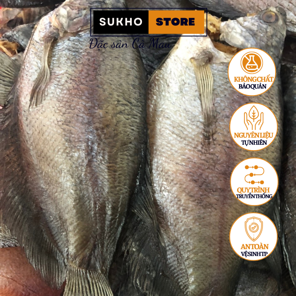 Khô cá sặc bổi, khô cá sặc rừng U Minh loại lớn 7 con ướp vừa ăn không mặn không dầu hút túi chân không - Sukho Store