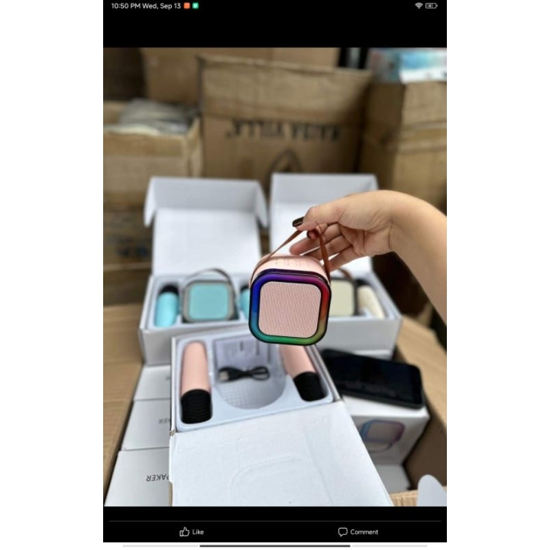 Bộ Loa Bluetooth Mini kèm 2 Mic Karaoke và Sticker