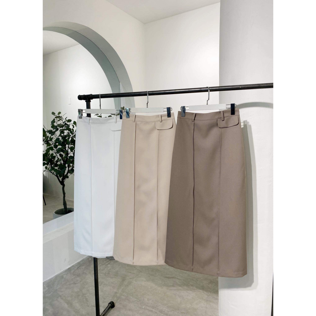 Chân váy thiết kế CHARMO form suôn vải cotton đanh Long Line Skirt