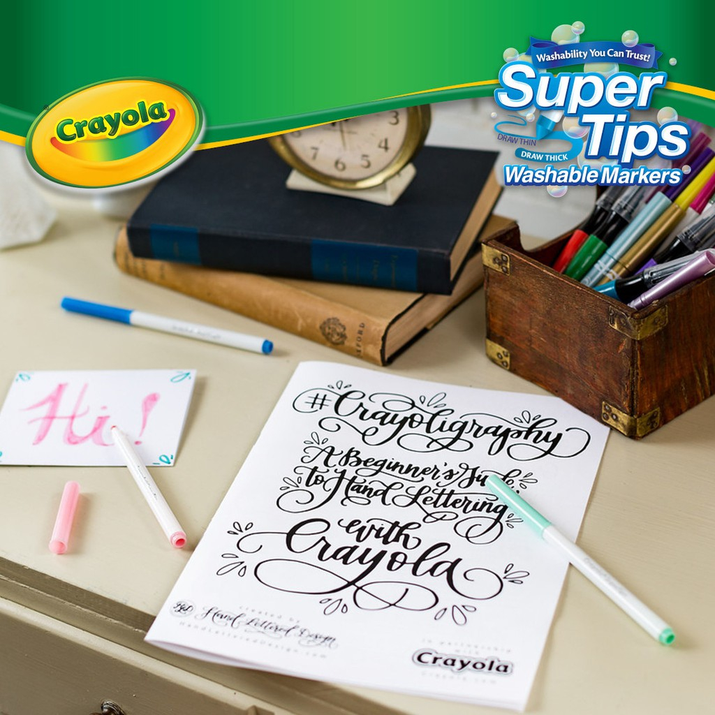 Bút lông màu Supertips Crayola Washable Marker 100 màu - Bút lông màu viết, vẽ nét mảnh, nét đậm- Có thể rửa được