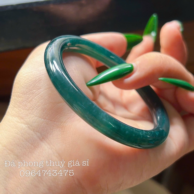 Vòng bản đũa lam ngọc bông siêu đẹp loại Vip size 52-58mm