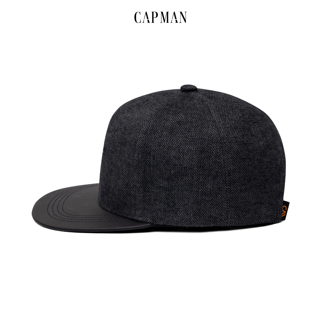 Mũ snapback màu xám đen CAPMAN lưỡi ngang CM87