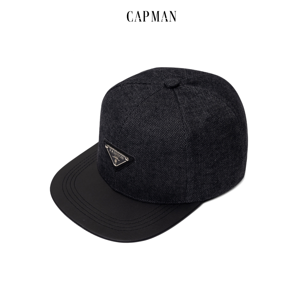 Mũ snapback màu xám đen CAPMAN lưỡi ngang CM87