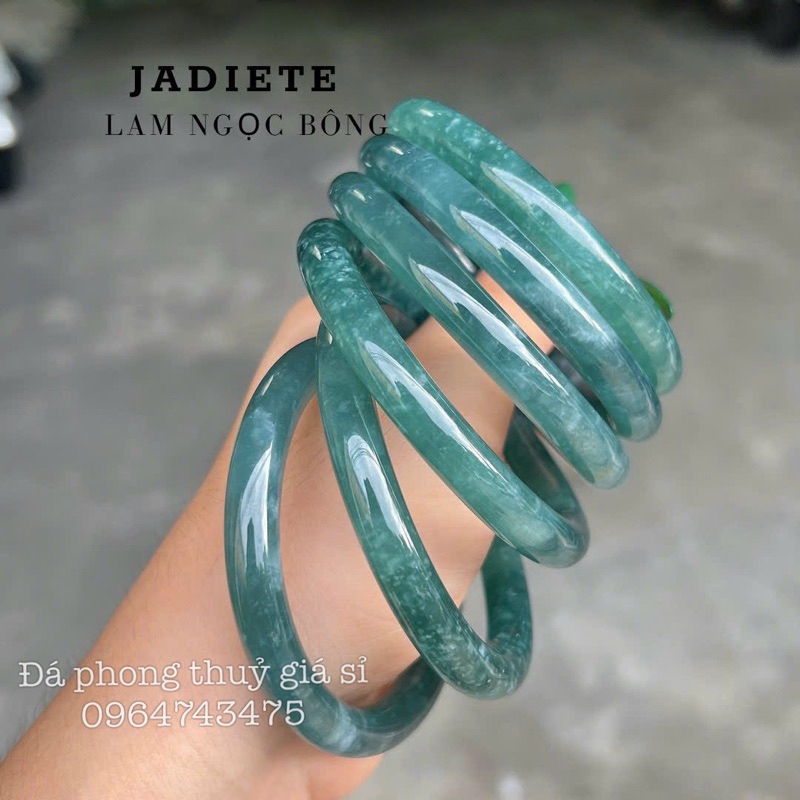 Vòng bản đũa lam ngọc bông siêu đẹp loại Vip size 52-58mm