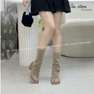 Giày boot - Giày boot nữ xỏ ngón mũi lõm gót tròn cao 7cm năng động thời trang nữ Shu Store