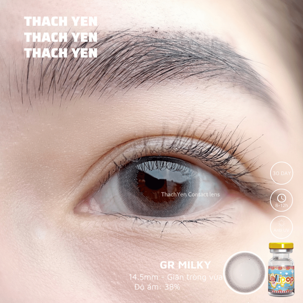Lens Mắt Milky Xám Tự Nhiên giãn vừa - 0-10 độ