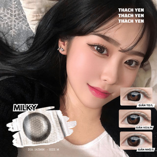 Lens Mắt Milky Đen Tự Nhiên giãn vừa - 0-10 độ kính áp tròng