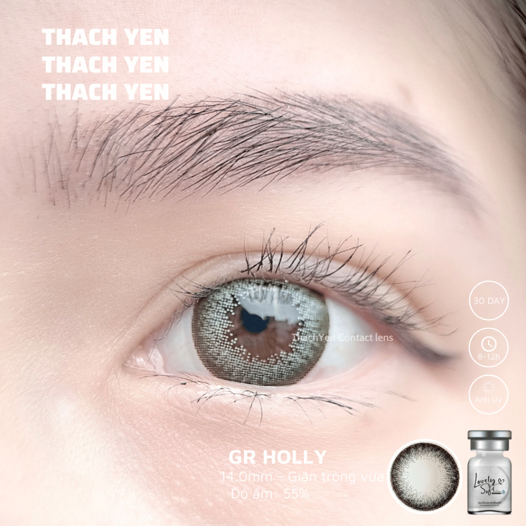 Lens Mắt Holly Xám Tây giãn vừa - 0-10 độ kính áp tròng