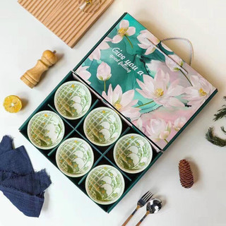 Bộ bát sứ chén đũa họa tiết sang trọng 6 bát 6 đôi đũa Nhật Bản