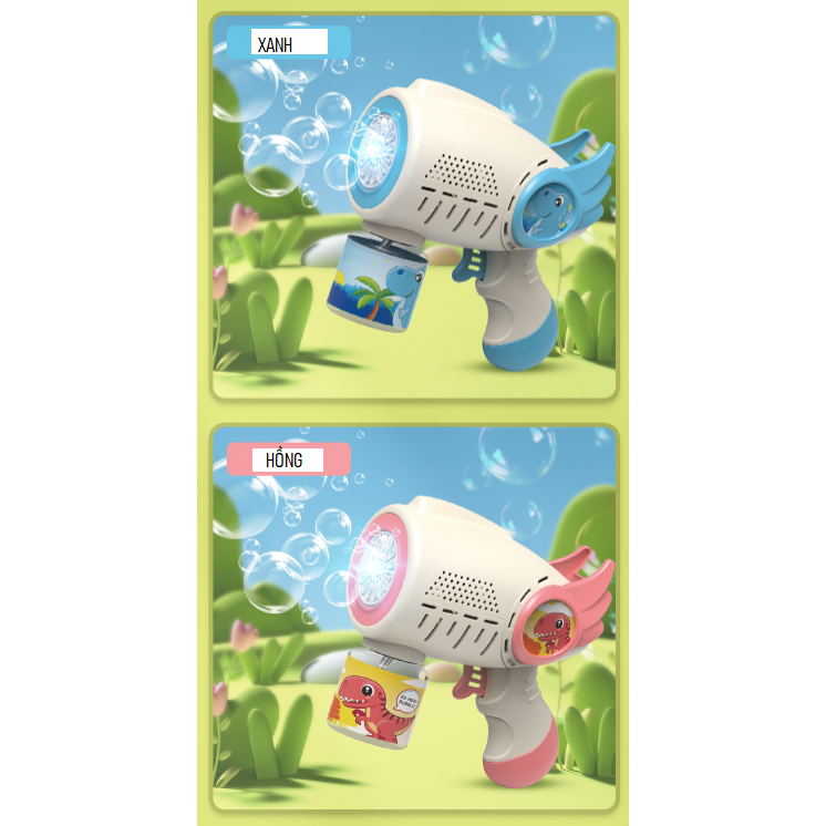 Súng bong xà phòng hình ngỗ nghĩnh siêu nhiều bong bóng, hình khủng long, hàng đẹp máy khoẻ
