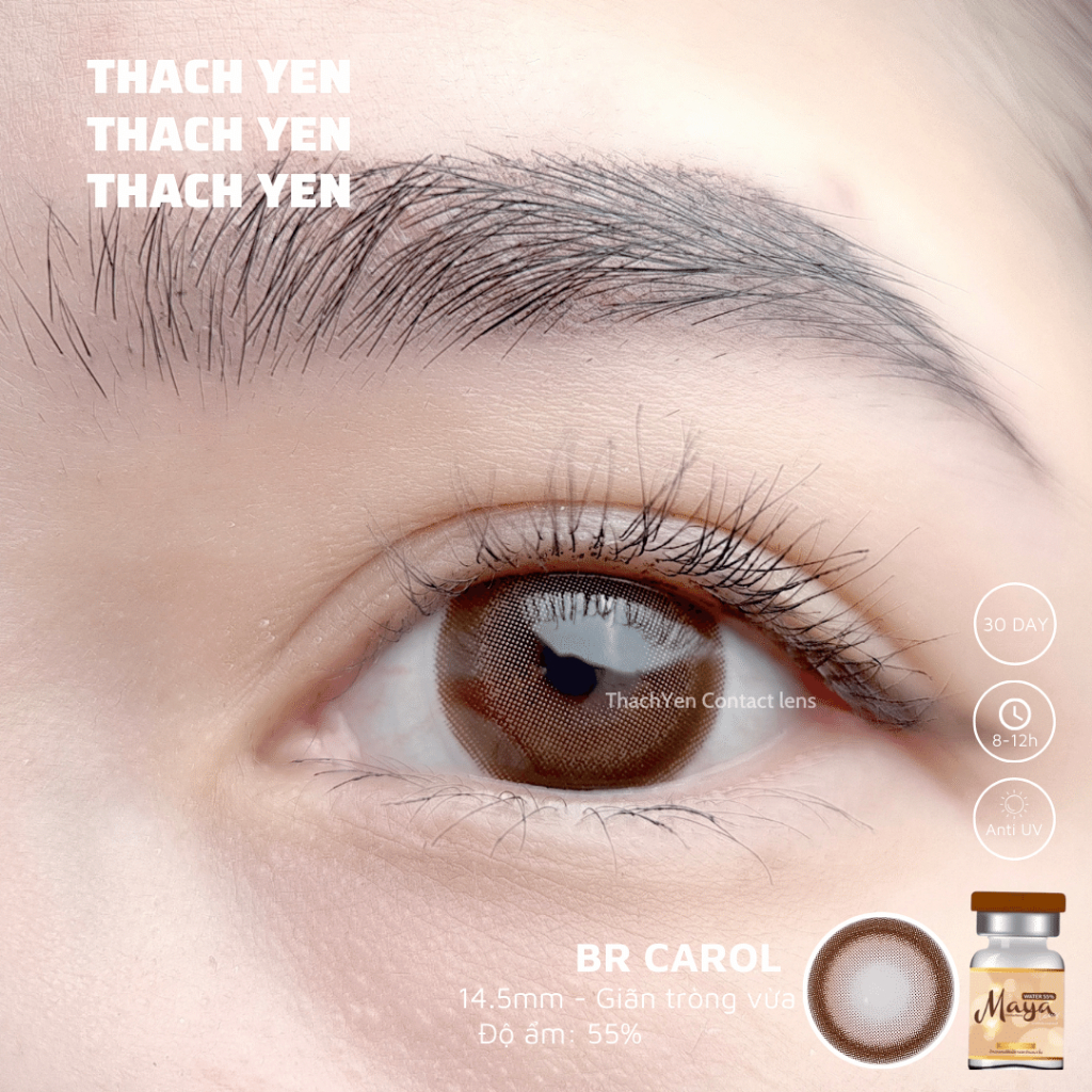 Lens Mắt Carol Nâu Tự Nhiên Giãn Vừa - 0-10 độ kính áp tròng