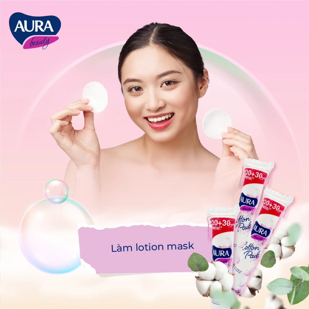 Bông tẩy trang Aura cao cấp gói 150 miếng - Xuất xứ Ba Lan