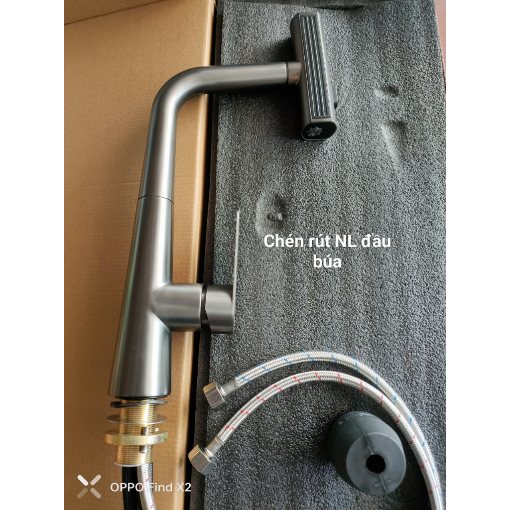 Vòi Rửa Chén Bát Nóng Lạnh VÒI RÚT INOX 304 dây kéo dài thuận tiện