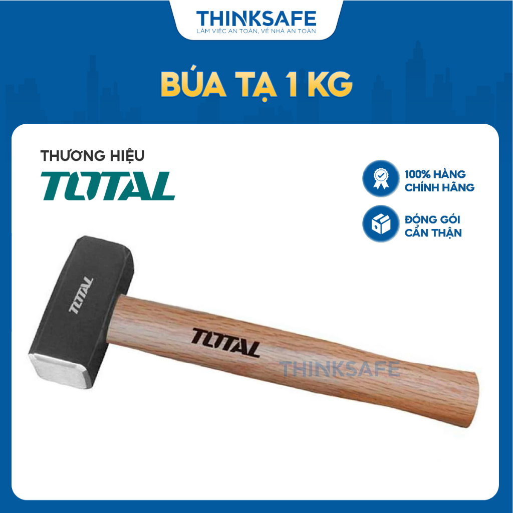 Búa tạ cán gỗ Total THTW721000 đầu búa rèn thả nặng 1000g chất liệu thép carbon 45C cứng cáp bền xử lý nhiệt - Thinksafe