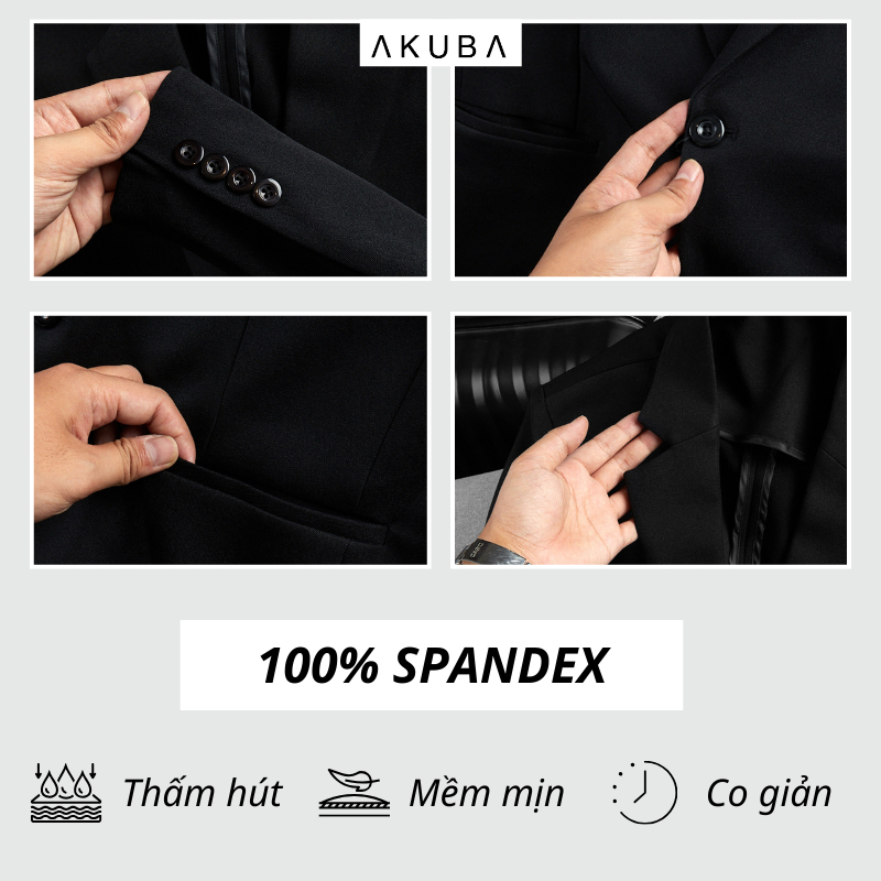 Áo khoác blazer nam AKUBA form regular, ít nhăn, đứng form, áo vest nam phong cách Hàn Quốc 01K0075