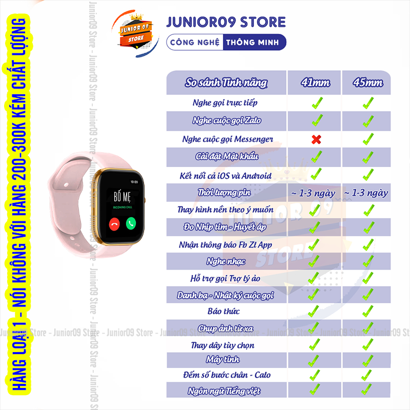 Đồng hồ thông minh JUNIOR09 WATCH 8, Smartwatch Nghe gọi, Chơi game, Theo dõi Sức khỏe, Chống nước, Nhận thông báo