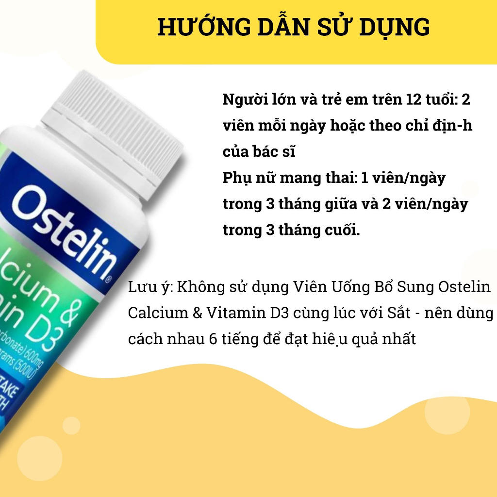 Viên Uống Bổ Sung Canxi Và Vitamin D3 Ostelin Cho Mẹ Bầu và Người Lớn Ostelin Calcium & Vitamin D3_130 Vi