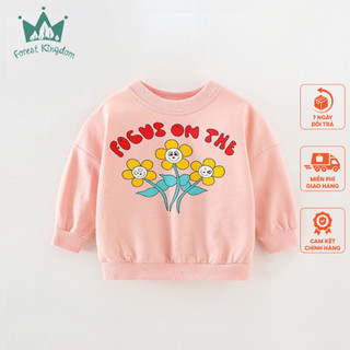 Áo nỉ da cá hồng hoa cười Forest Kingdom thời trang trẻ em từ 2-7 tuổi FK211044