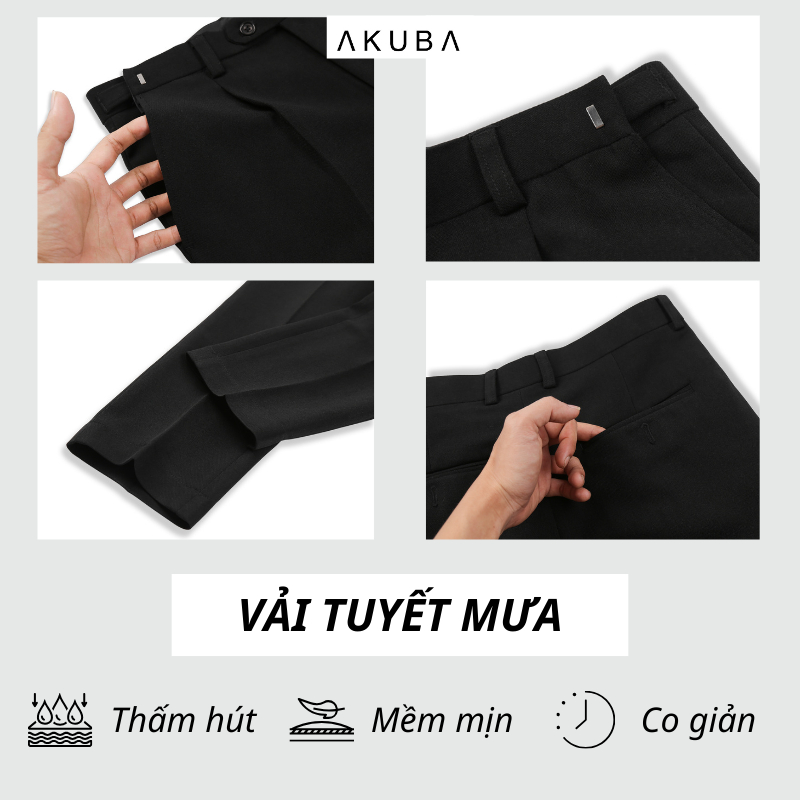 Quần tây nam slimfit dòng cao cấp Akuba có tăng đơ điều chỉnh lưng quần, quần nam công sở 01K0766