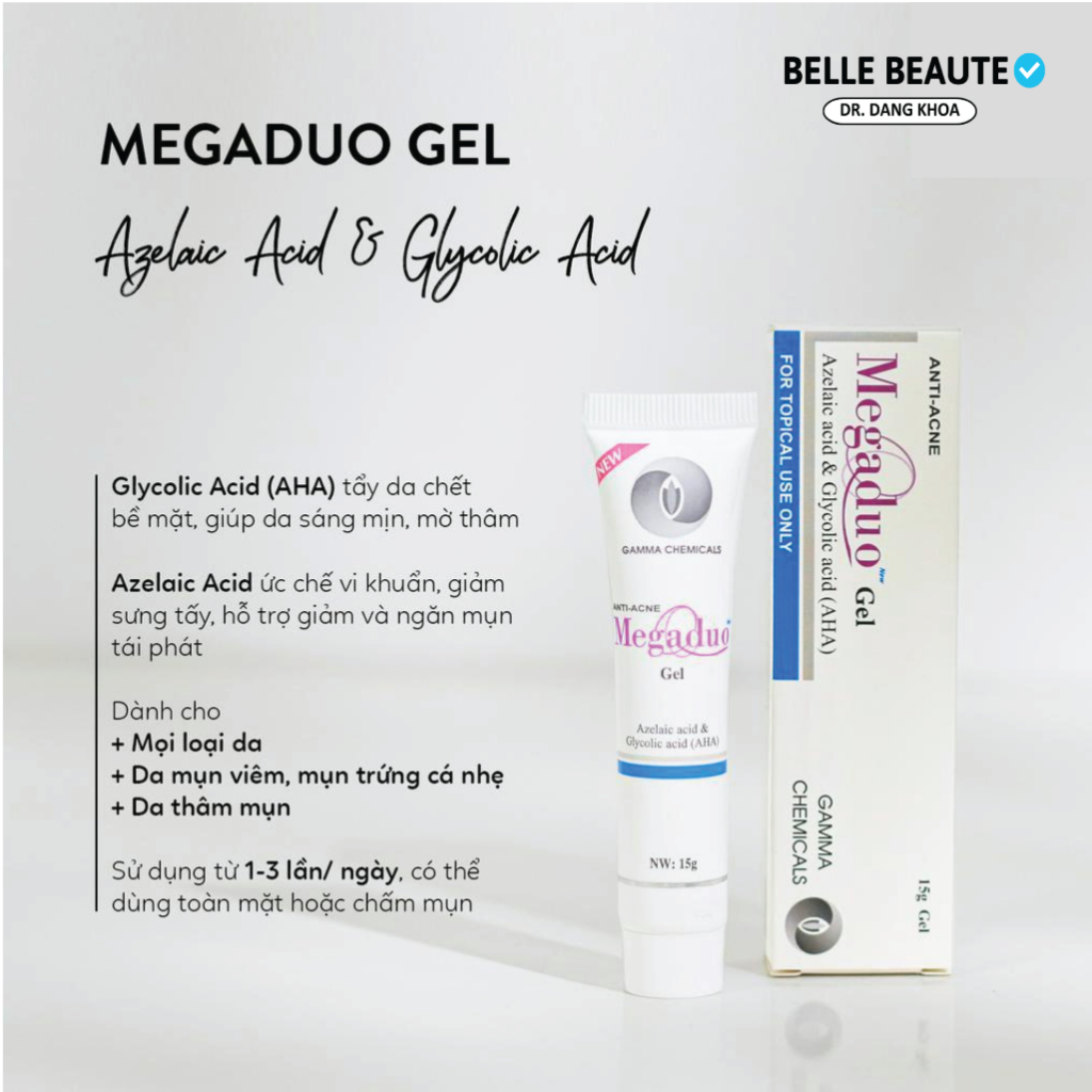 Megaduo Gel/Plus Gamma Chemicals, Gel Giảm Mụn Ẩn Và Thâm, Giảm Mụn Đầu Đen 15g