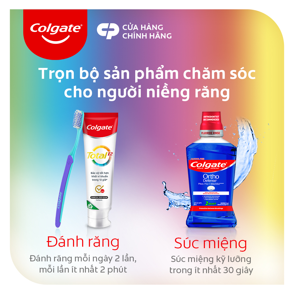 Bàn chải Colgate Slimsoft Ortho lông chải mềm mại xếp hình U cho người niềng răng