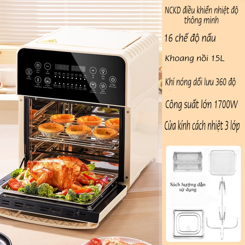 Nồi chiên không dầu Wings 15L - Cài sẵn 16 chế độ - Bảng điều khiển cảm ứng tiếng việt - Bảo hành chính hãng 24 tháng
