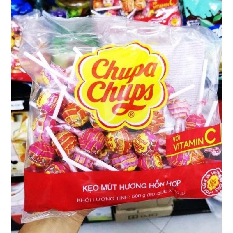 GÓI 60 QUE KẸO HƯƠNG HỖN HỢP CHUPA CHUPS GÓI MỚI 600G