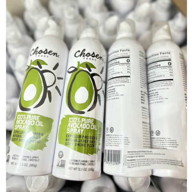 Dầu ăn Chosen Foods dạng xịt 100% từ Bơ nguyên chất 13.5oz  0 calo