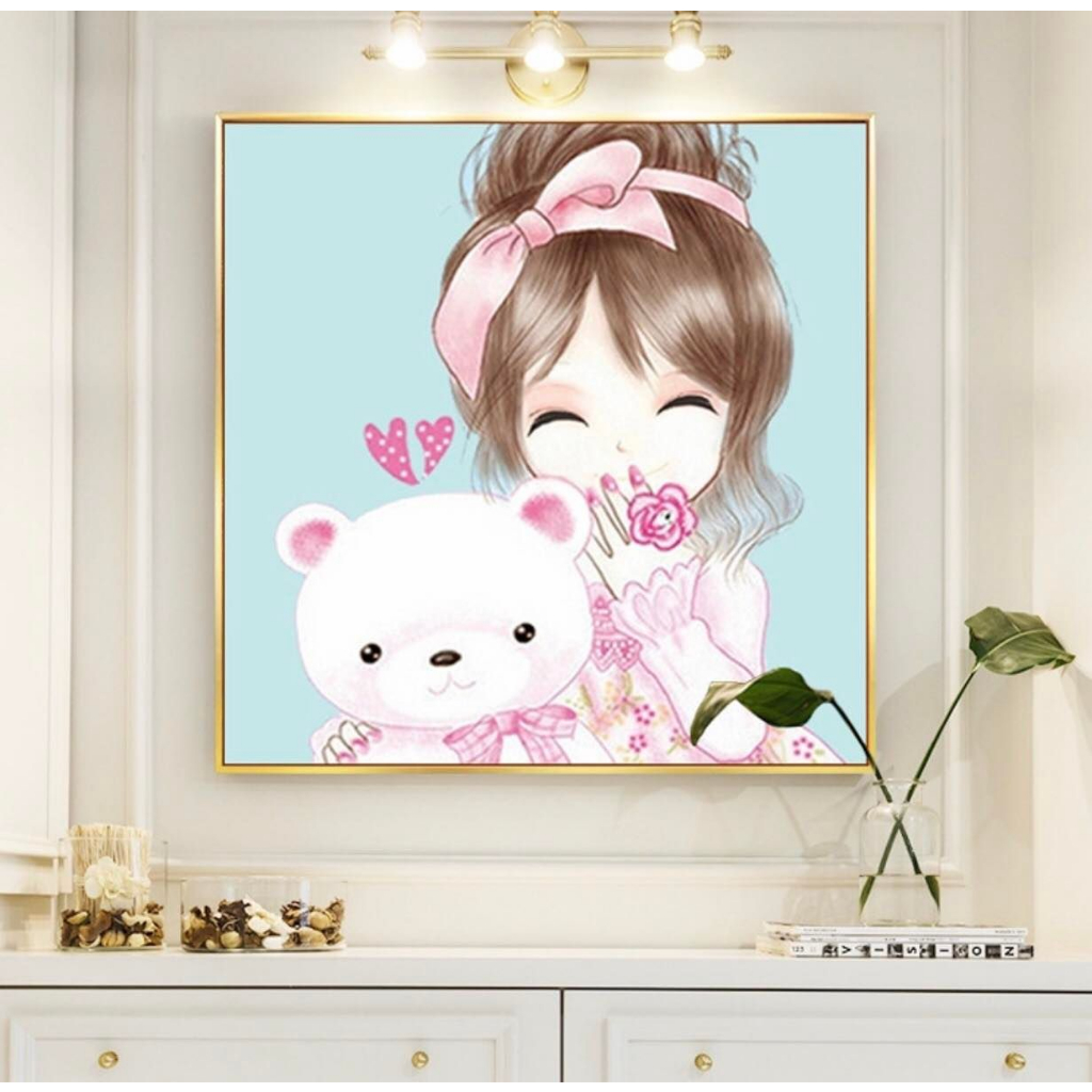 Tranh thêu kín Cô Gái - tranh chưa thêu