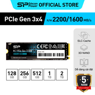Ổ cứng SSD M.2 NVME Silicon Power 2TB Đọc/Viết tối đa 2,200 MB/s 1,600MB/s M.2 2280 PCIe Gen3x4_A60| BH 5 năm