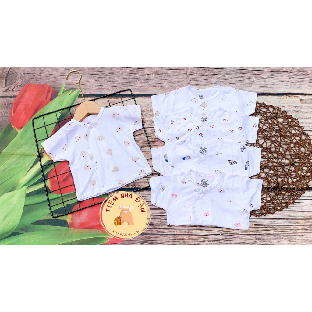 Áo cộc sơ sinh họa tiết, bé trai bé gái chất liệu PEPTIT kháng khuẩn cho bé
